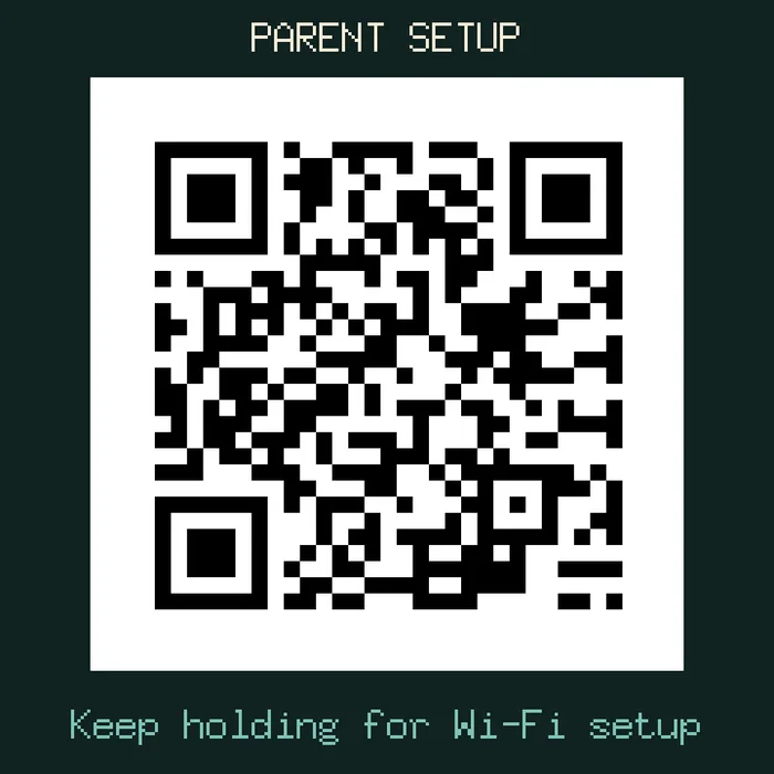 Pomma’s screen showing the parent set-up code